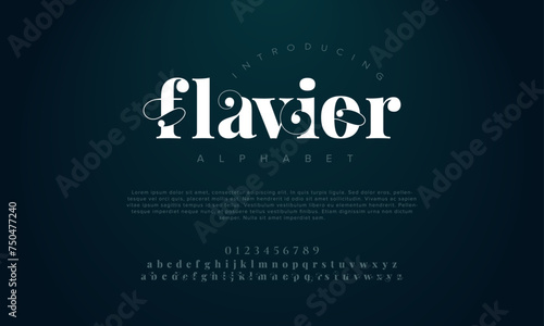 Flaviour premium luxury arabic alphabet letters and numbers. Elegant islamic typography ramadan wedding serif font decorative vintage. Creative vector illustration