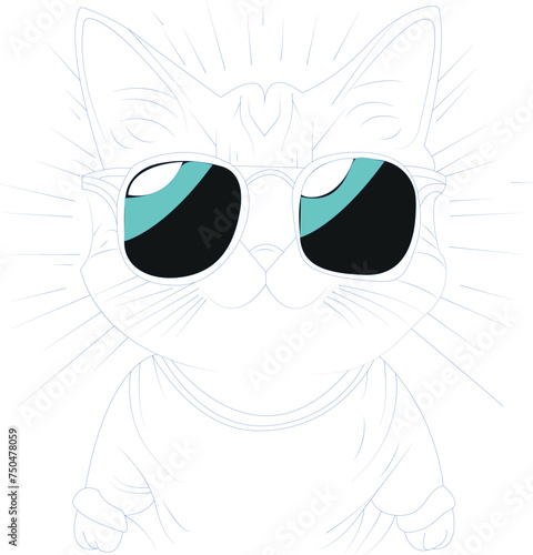 Cute cat coloring page for children photo