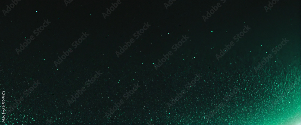 Glowing green black blue grainy background dark noise texture banner poster backdrop design copy space