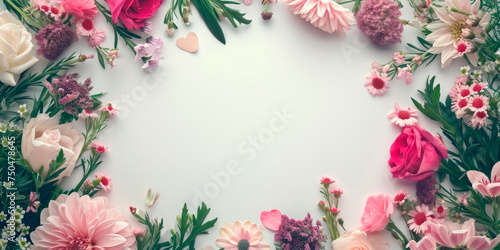 charming flower arrangement forming an elegant frame  perfect for expressing Valentine s feelings on a white background. Generative AI
