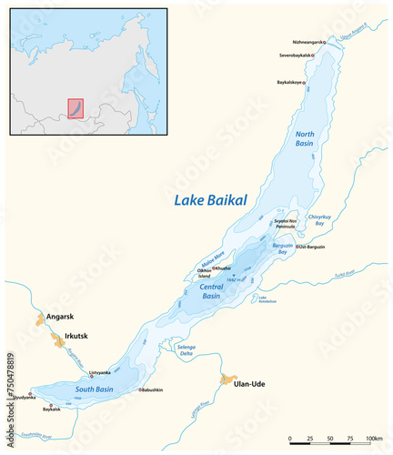 vector map of Russian Lake Baikal