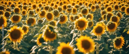 A field of sunflowers is in full bloom
