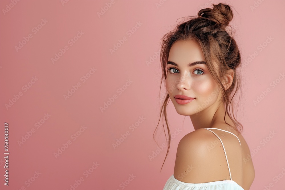 Woman With Bun in Hair. Generative AI Woman With Bun in Hair. Generative AI