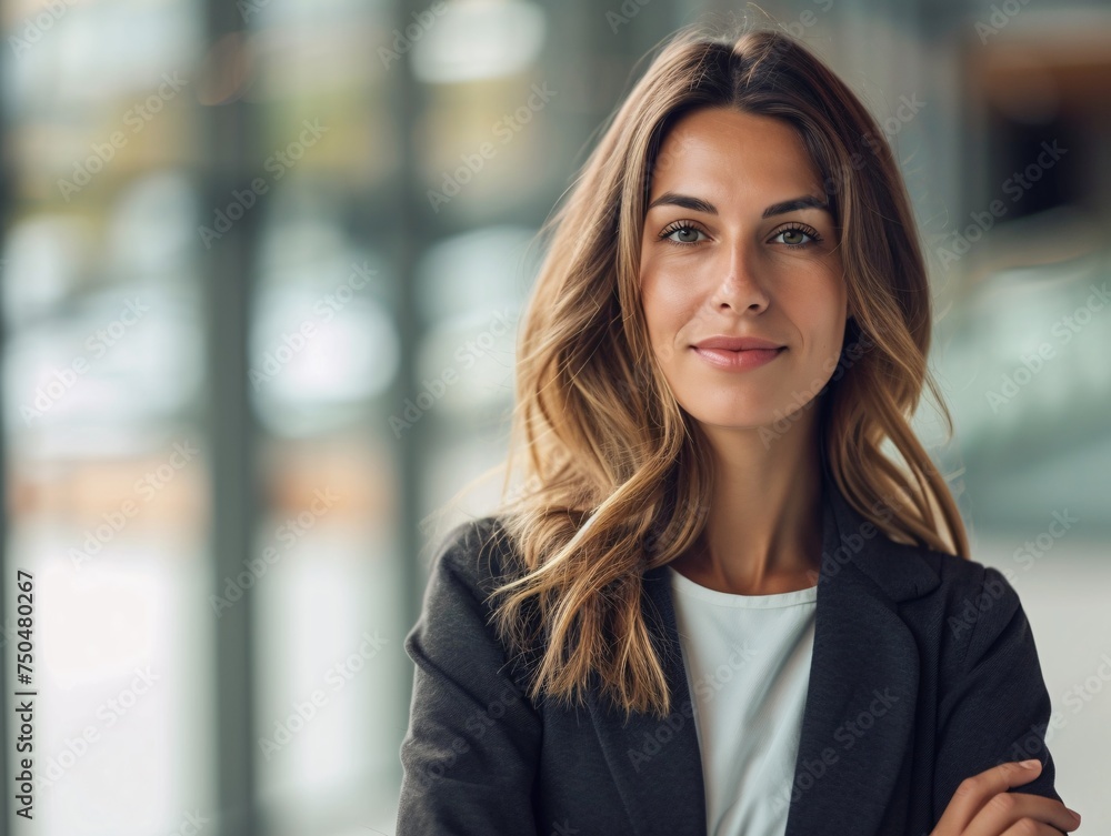 Confident Businesswoman With Arms Crossed. Generative AI Confident Businesswoman With Arms Crossed. Generative AI