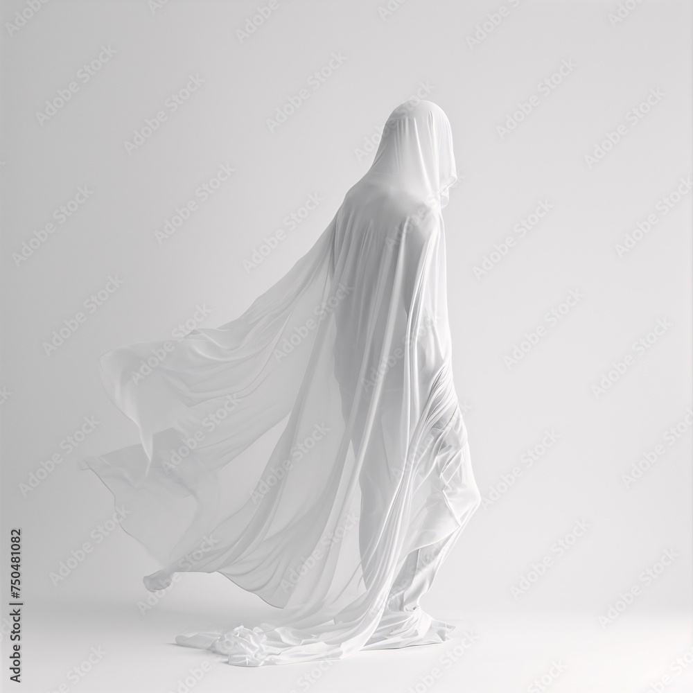 Woman in White Dress With Long Veil. Generative AI Woman in White Dress With Long Veil. Generative AI