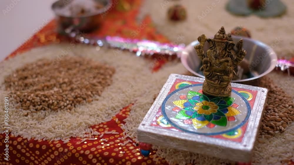 Items of Reverence Employed in an Indian Hindu Ritual - Close Up Items of Reverence Employed in an Indian Hindu Ritual - Close Up