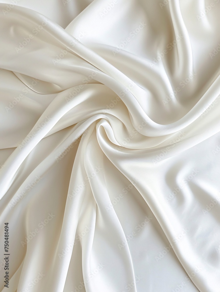 Swirling Ivory Silk Fabric Texture. Generative AI