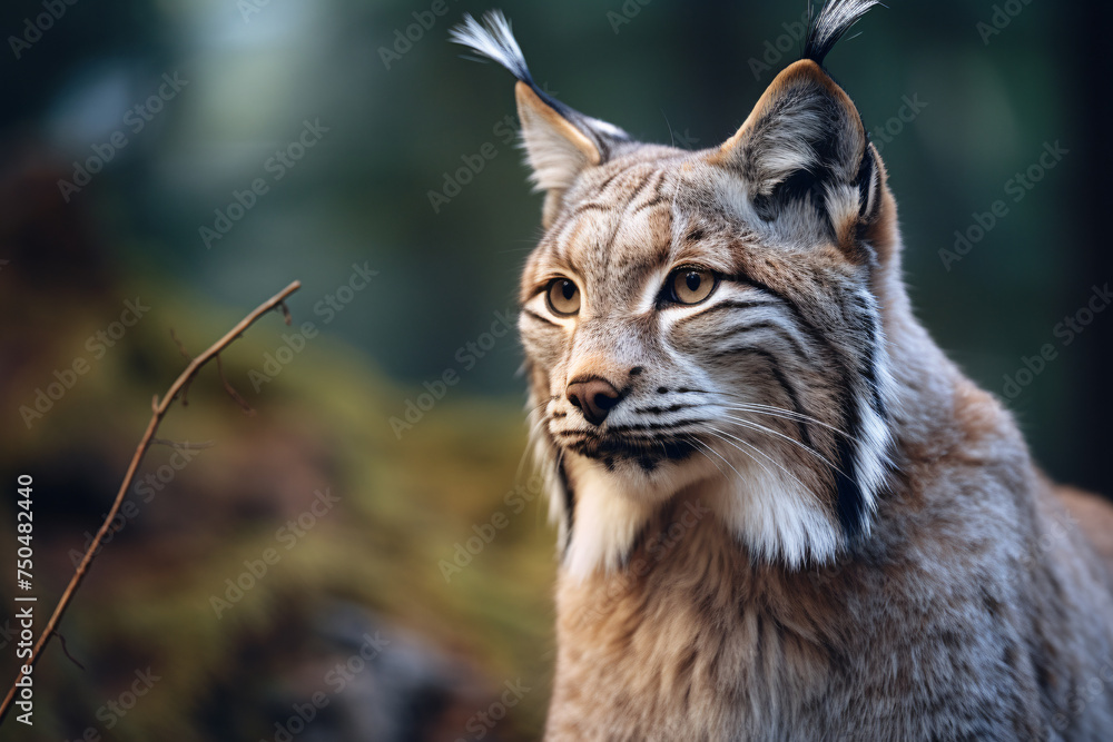 Wild Lynx wildcat in forest Wild Lynx wildcat in forest