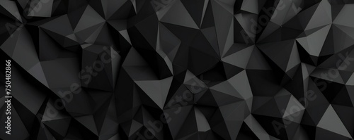 Black low poly triangles flat background Generative Ai © LayerAce.com