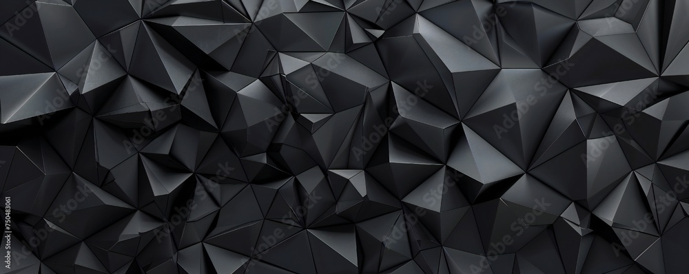 Black low poly triangles flat background Generative Ai Black low poly triangles flat background Generative Ai
