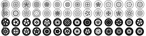 Car wheel icon vector set. Wheel illustration sign collection. Tire service symbol or logo. photo