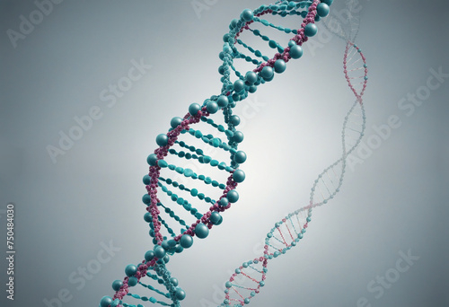 Abstract DNA helix strand. Scientific concept of genetics, biotechnology and research.
