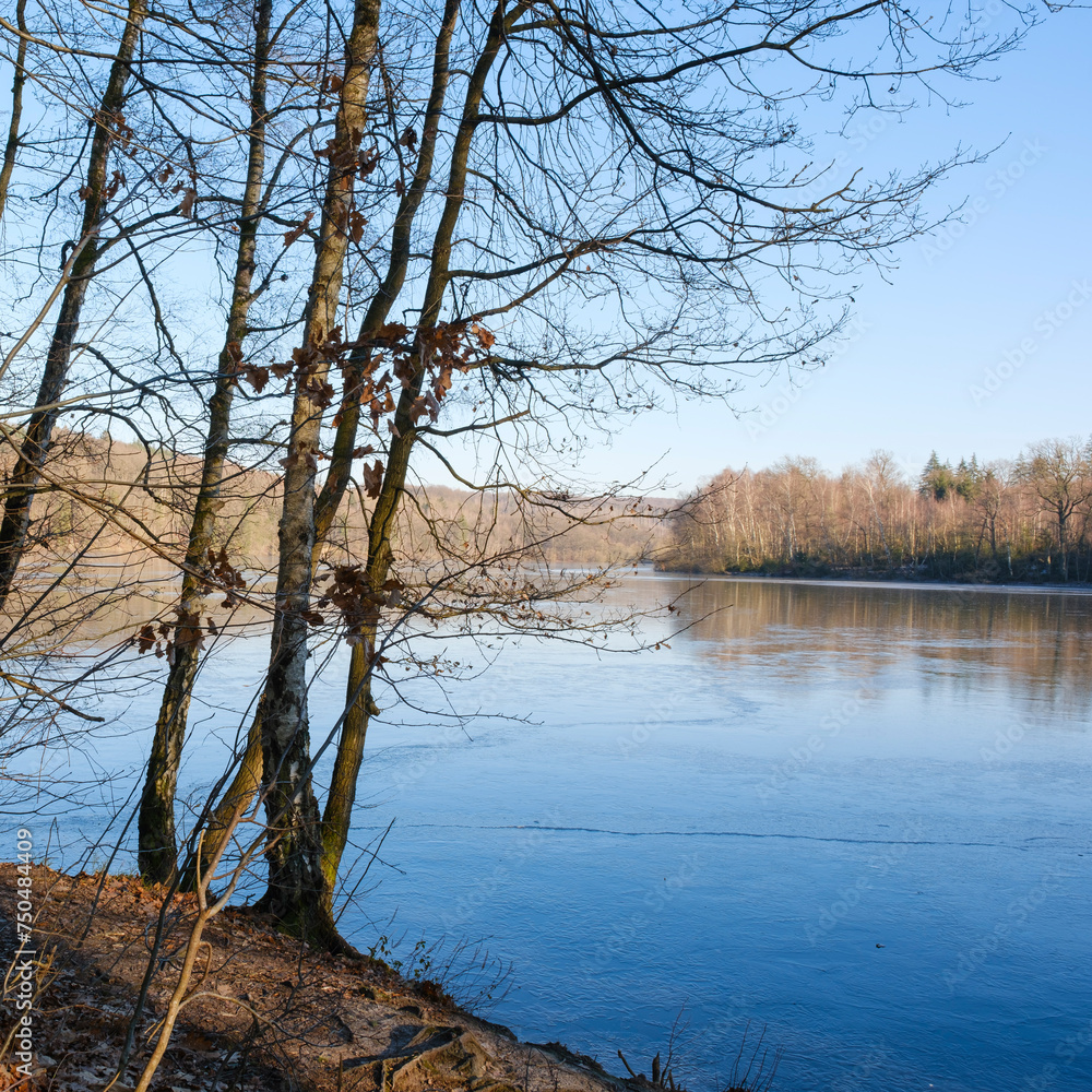 Obraz premium Landschaft am Möhnesee, Naturpark Arnsberger Wald, Sauerland, Nordrhein-Westfalen, Deutschland, Europa