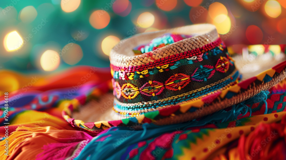 A festive Cinco de Mayo banner featuring a colorful sombrero, adding a lively and traditional touch to the celebration A festive Cinco de Mayo banner featuring a colorful sombrero, adding a lively and traditional touch to the celebration