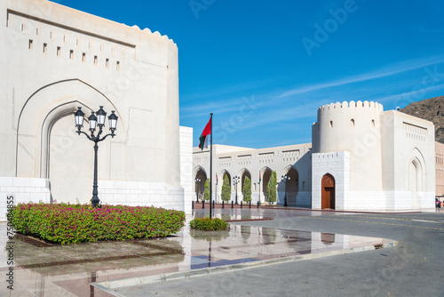 Royal Palace Qasr Al Alam, Parliament of Oman, cities of Arabia, sights of Oman