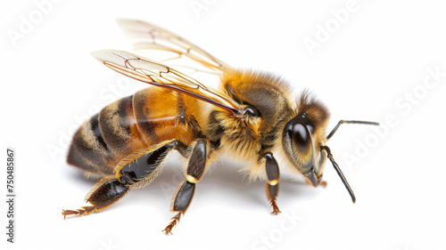 Macro shot of a honeybee's delicate wings and intricate details. © VK Studio