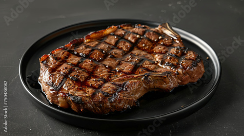 Juicy piece of grilled meat on a black background