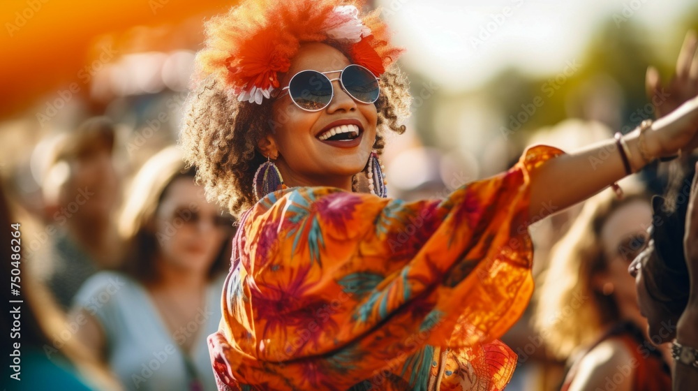 Vibrant Joy at a Music Festival. Generative ai