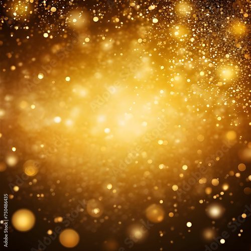Abstract golden background with bokeh effect and shining defocused glitters. Festive gold texture for Christmas  New Year  birthday  celebration  greeting  victory  success  magic party