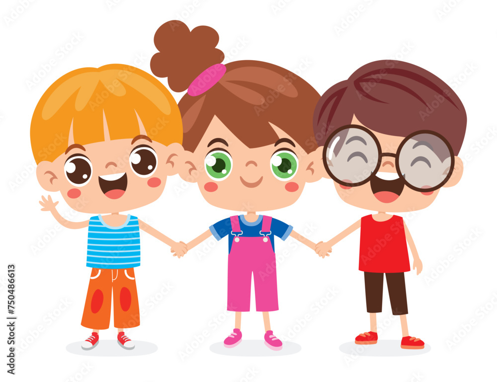 Cartoon Multicultural Kids Holding Hands Cartoon Multicultural Kids Holding Hands