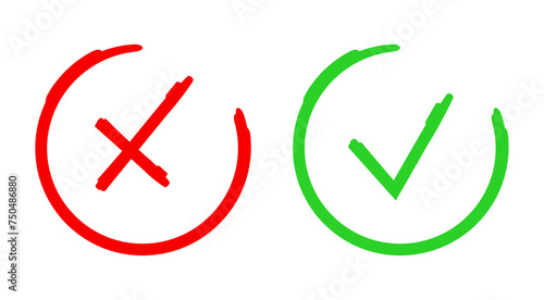  green tick check mark and red cross