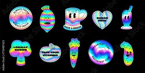 Food trendy holographic stickers