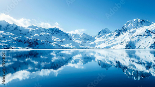 Picturesque winter landscape snow-capped mountains. © sema_srinouljan