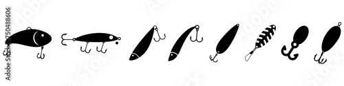 Fishing lure icon vector set. Fishing tackle illustration sign collection. Fishing symbol or logo. photo