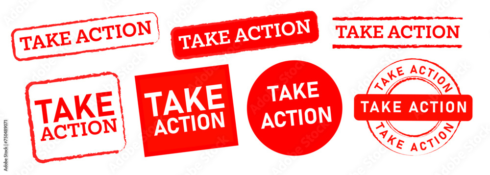take action circle rectangle and square red rubber stamp label sticker determination motivation take action circle rectangle and square red rubber stamp label sticker determination motivation