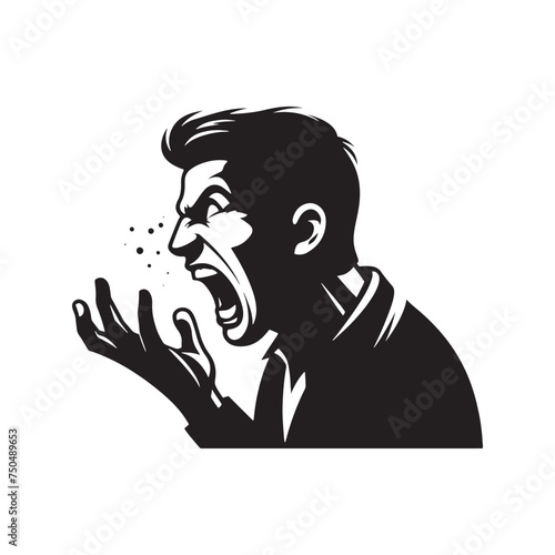 Burning Reaction: Vector Angry Person Silhouette - Expressing Intense Emotion in Striking Form. Angry Person Illustration, Angry man vector.