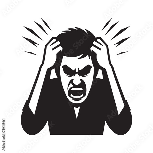 Burning Reaction: Vector Angry Person Silhouette - Expressing Intense Emotion in Striking Form. Angry Person Illustration, Angry man vector.