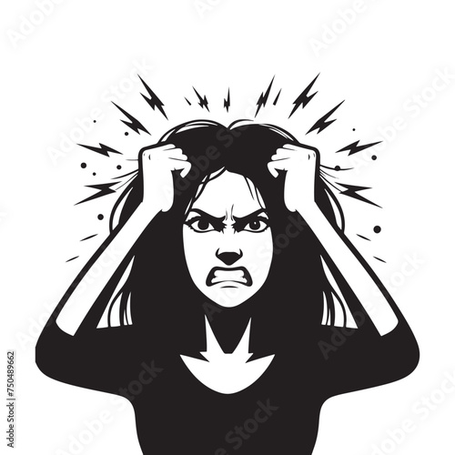Burning Reaction: Vector Angry Person Silhouette - Expressing Intense Emotion in Striking Form. Angry Person Illustration, Angry man vector.