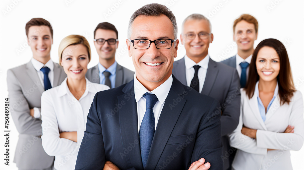 Smiling team of business people on a white background Smiling team of business people on a white background