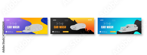 Car Wash Banner and Social Media post Advertisement Cleaning baground smuth color bundleTemplate