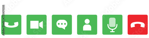 Collections of Video call color full icon , Video conference, set of buttons template for mobile phone online. online meeting workspace, internet talk, vector illustration.