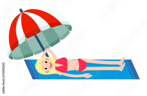 Flat style suntan girl