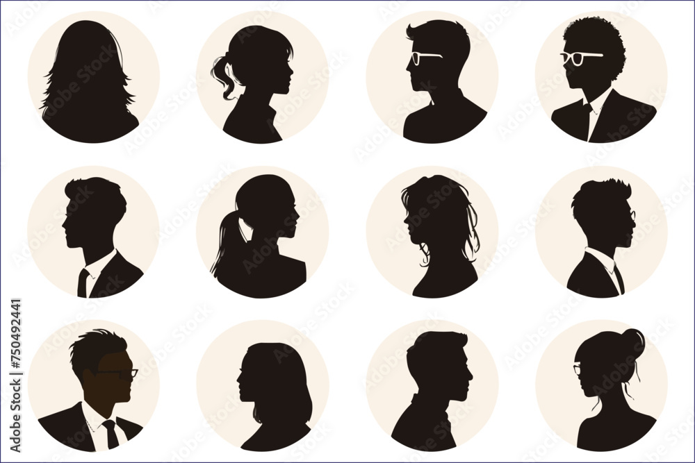 Avatar profile icon set male and female, Silhouettes of businessman and businesswomen profile icon, Set of Men and Women profile icon, Heads of businessman and businesswomen Avatar profile icon set male and female, Silhouettes of businessman and businesswomen profile icon, Set of Men and Women profile icon, Heads of businessman and businesswomen