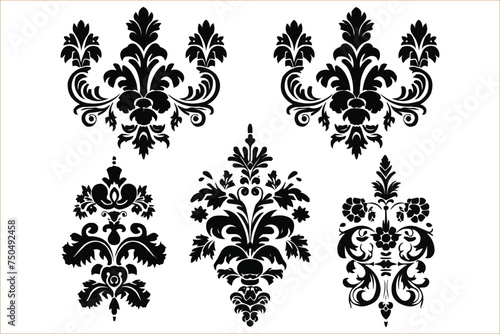 Set of floral elements, Vector vintage ornament 