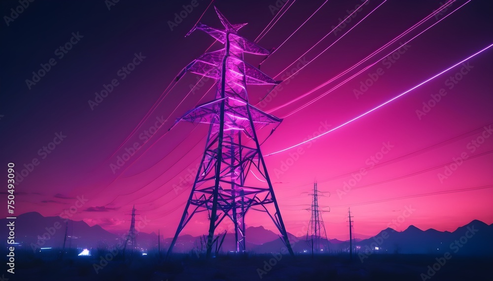High voltage post or High voltage tower - obrazy, fototapety, plakaty 