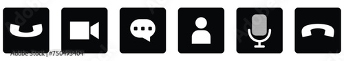 Collections of Video call icon , Video conference, set of buttons template for mobile phone online. online meeting workspace, internet talk, vector illustration.