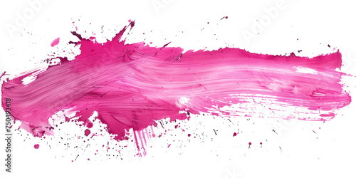 Pink ink brush stroke, Pink green brush splashes isolated on transparent png.