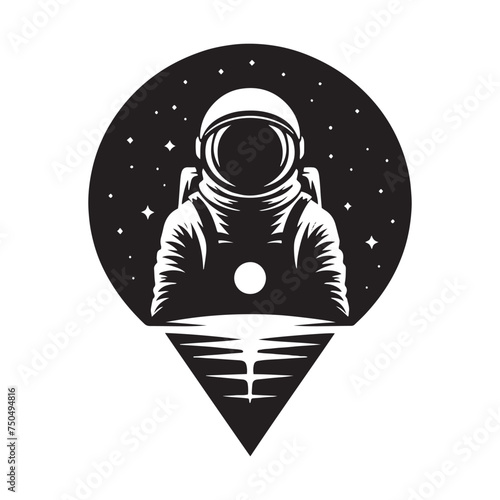Space Pioneer: Vector Astronaut Silhouette - Embarking on Cosmic Adventures Beyond Earth's Horizon. Astronaut Illustration, Astronaut vector