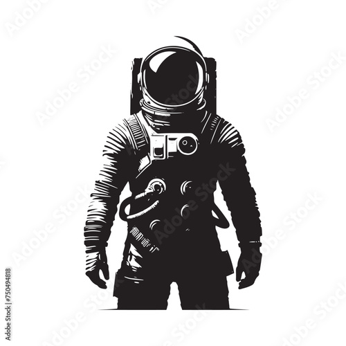 Space Pioneer: Vector Astronaut Silhouette - Embarking on Cosmic Adventures Beyond Earth's Horizon. Astronaut Illustration, Astronaut vector