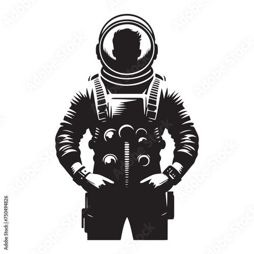 Space Pioneer: Vector Astronaut Silhouette - Embarking on Cosmic Adventures Beyond Earth's Horizon. Astronaut Illustration, Astronaut vector