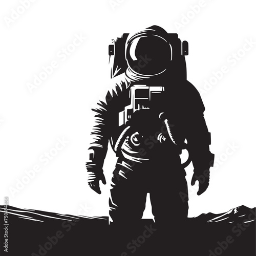 Space Pioneer: Vector Astronaut Silhouette - Embarking on Cosmic Adventures Beyond Earth's Horizon. Astronaut Illustration, Astronaut vector