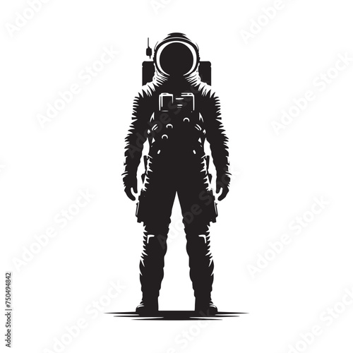 Space Pioneer: Vector Astronaut Silhouette - Embarking on Cosmic Adventures Beyond Earth's Horizon. Astronaut Illustration, Astronaut vector