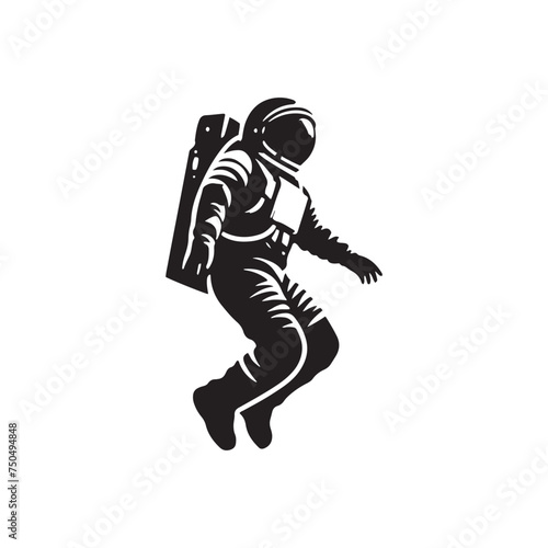 Space Pioneer: Vector Astronaut Silhouette - Embarking on Cosmic Adventures Beyond Earth's Horizon. Astronaut Illustration, Astronaut vector