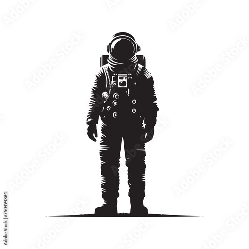 Space Pioneer: Vector Astronaut Silhouette - Embarking on Cosmic Adventures Beyond Earth's Horizon. Astronaut Illustration, Astronaut vector