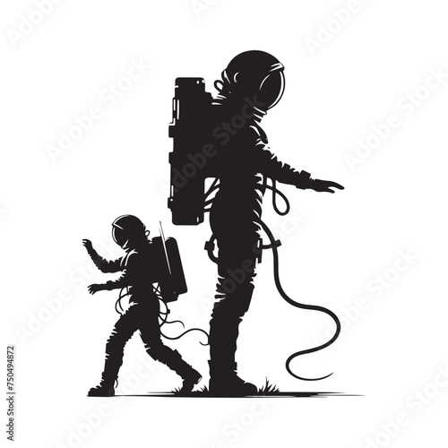Space Pioneer: Vector Astronaut Silhouette - Embarking on Cosmic Adventures Beyond Earth's Horizon. Astronaut Illustration, Astronaut vector