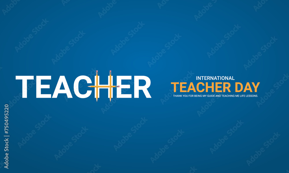 Happy Teachers Day. Creative Design for banner poster, 3D Illustration Happy Teachers Day. Creative Design for banner poster, 3D Illustration